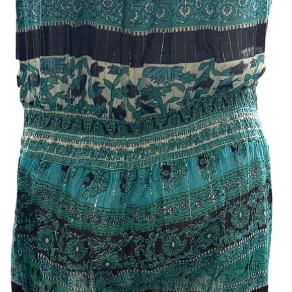 CALYPSO‎ St. Barth Womens S Cappi Jumpsuit Cotton Beaded Bohemian Peacock Sheer - Picture 10 of 14